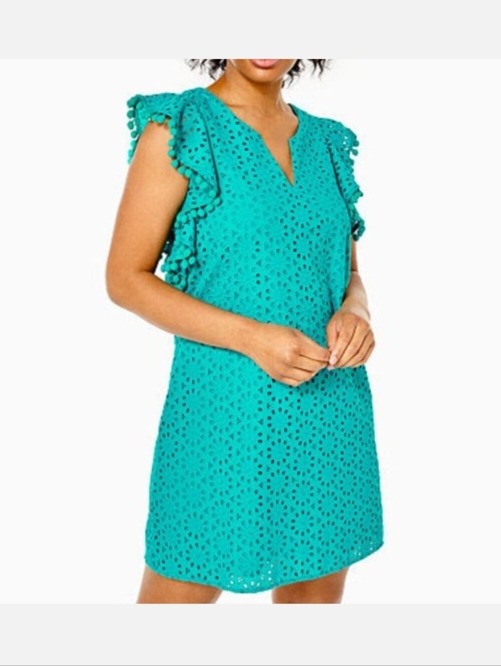 Lilly Pulitzer Astara Flutter Sleeve Eyelet Dress Turquoise Size XXS